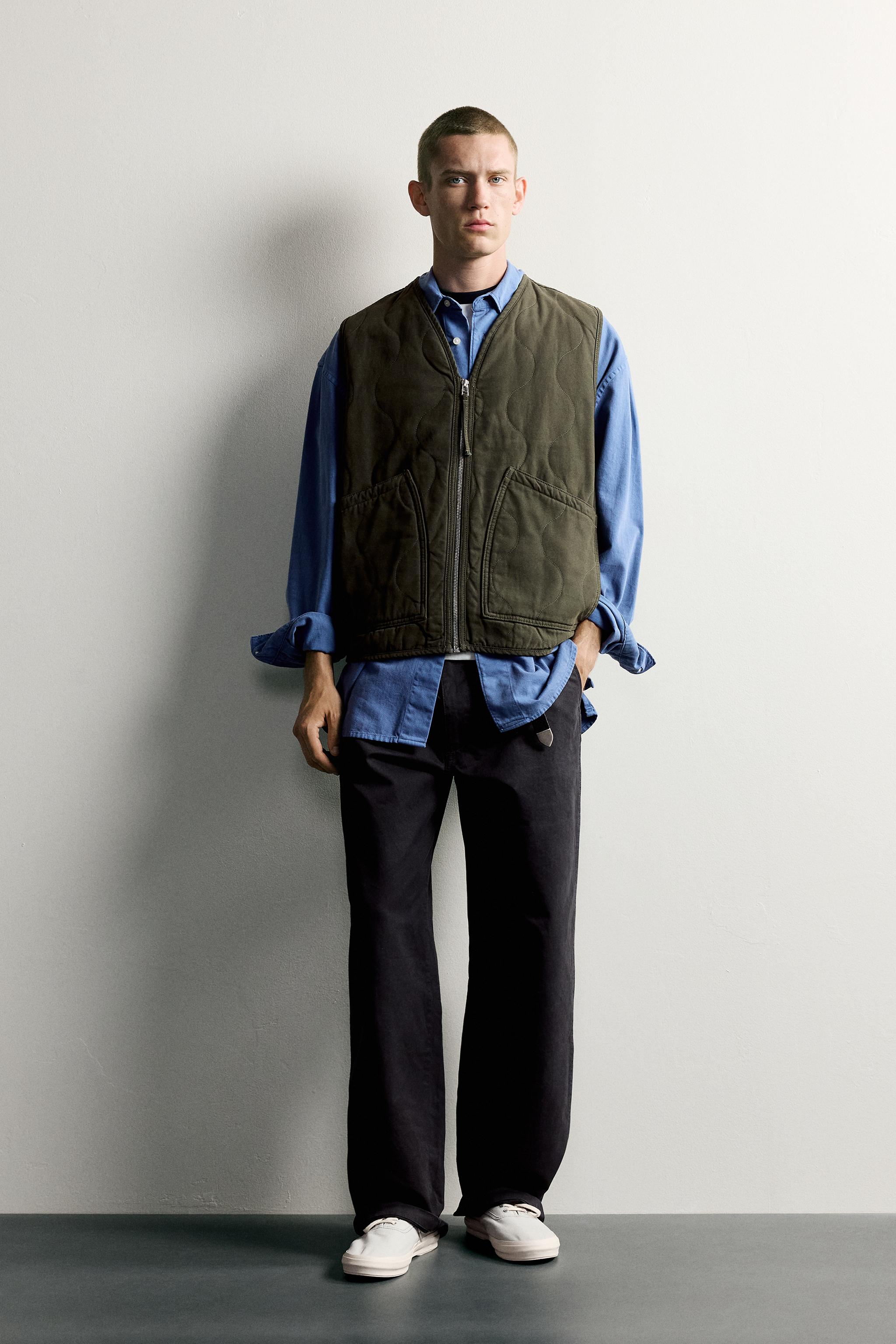 WASHED TOPSTITCHED VEST